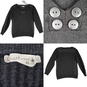 SmartWool Sweater Piney Lake Henley Women’s Black Wool Size Small Flaw